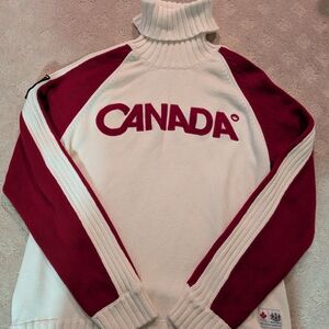 Hudsons Bay HBC Team Canada Red White Turtleneck Pullover Sweater Large